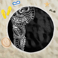 Polynesian Art Traditional Tattoo Pattern Beach Blanket LT03 One Size 150cm Black - Polynesian Pride