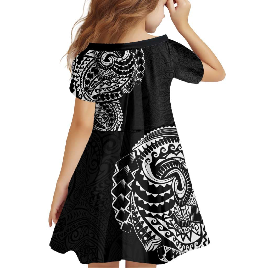 Polynesian Art Traditional Tattoo Pattern Family Matching Mermaid Dress and Hawaiian Shirt