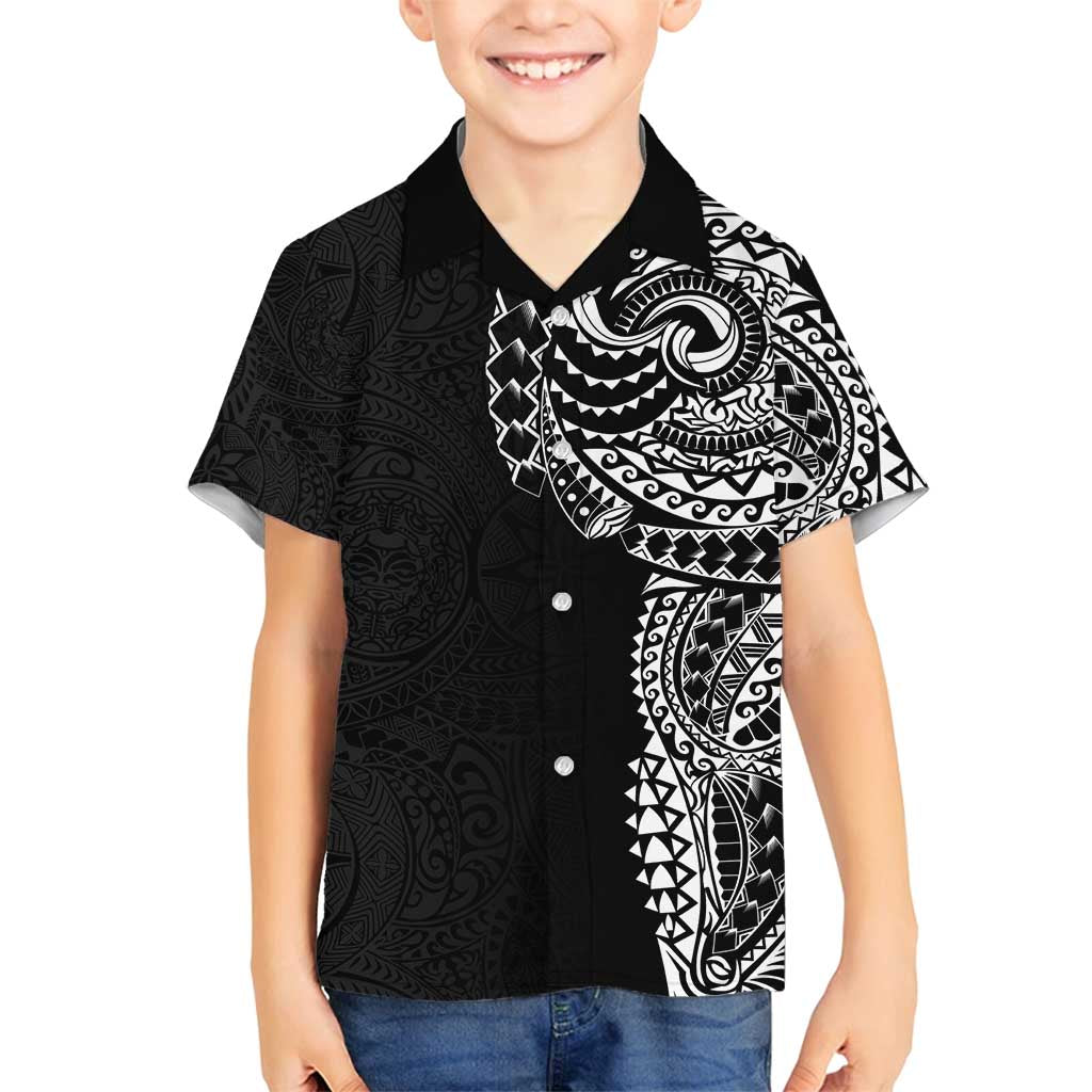 Polynesian Art Traditional Tattoo Pattern Family Matching Summer Maxi Dress and Hawaiian Shirt LT03 Son's Shirt Black - Polynesian Pride