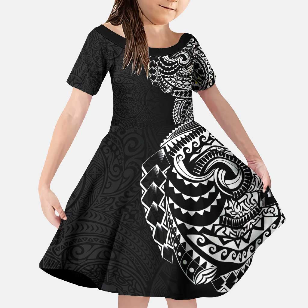 Polynesian Art Traditional Tattoo Pattern Family Matching Tank Maxi Dress and Hawaiian Shirt