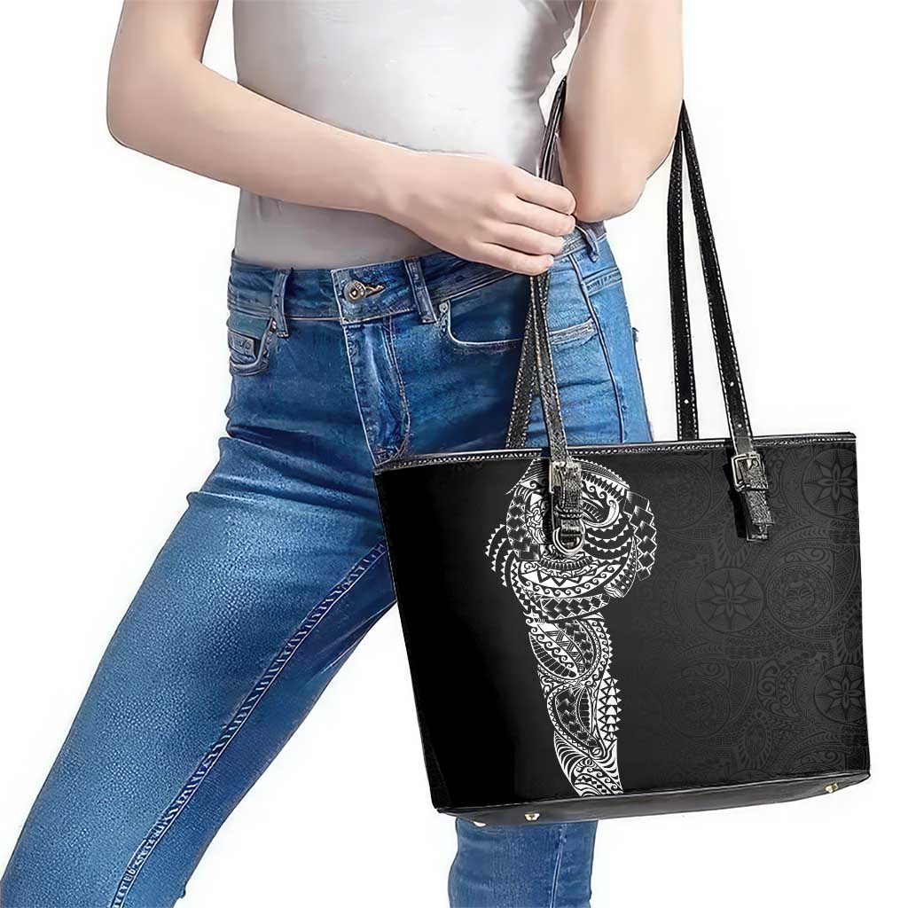 Polynesian Art Traditional Tattoo Pattern Leather Tote Bag LT03 - Polynesian Pride