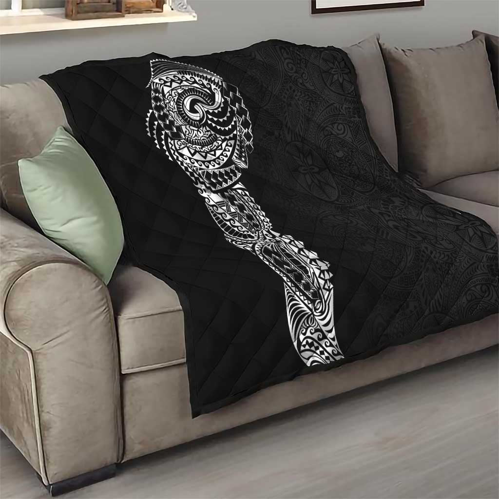 Polynesian Art Traditional Tattoo Pattern Quilt