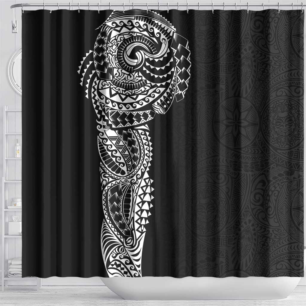 Polynesian Art Traditional Tattoo Pattern Shower Curtain