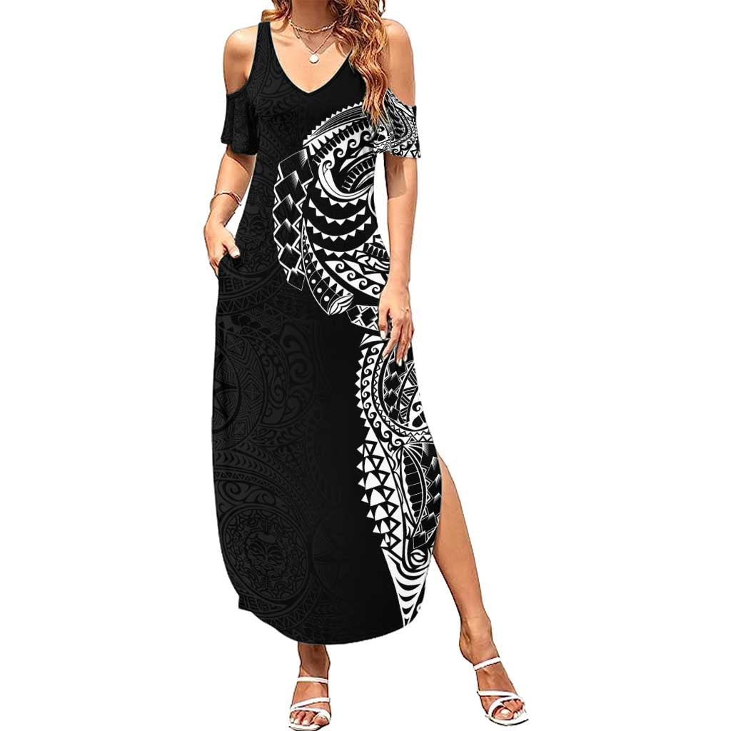 Polynesian Art Traditional Tattoo Pattern Summer Maxi Dress