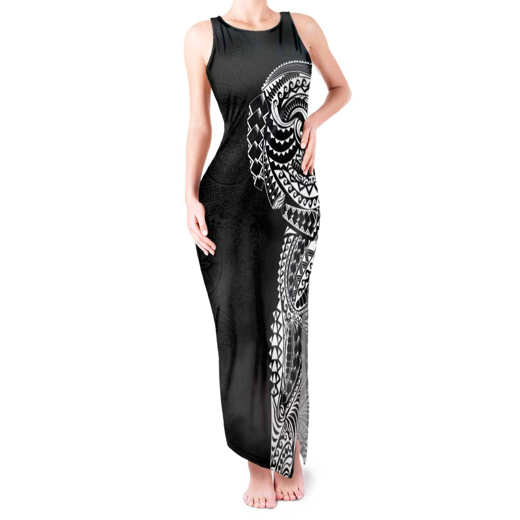 Polynesian Art Traditional Tattoo Pattern Tank Maxi Dress LT03 Women Black - Polynesian Pride