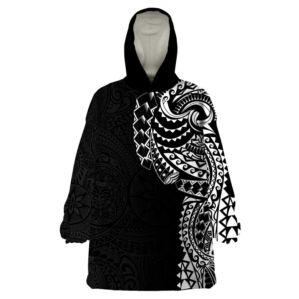 Polynesian Art Traditional Tattoo Pattern Wearable Blanket Hoodie LT03 One Size Black - Polynesian Pride
