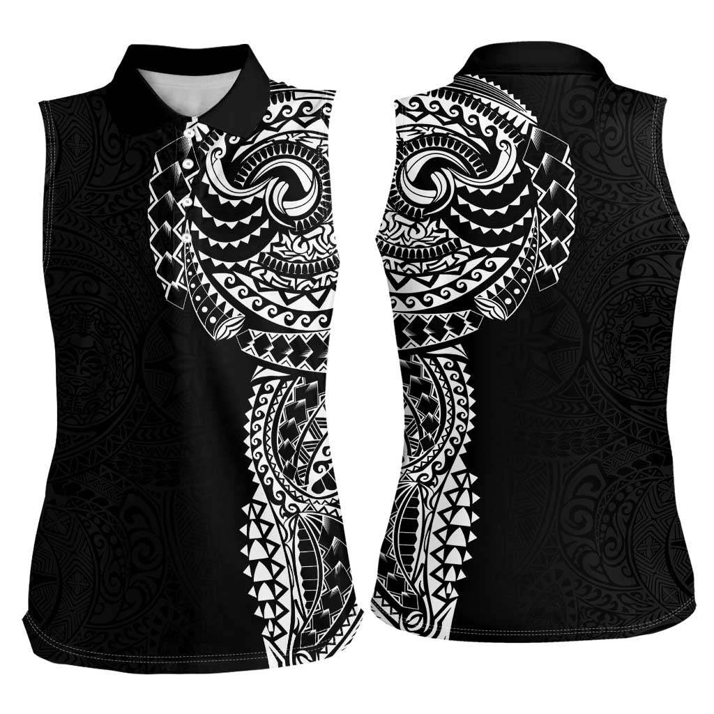 Polynesian Art Traditional Tattoo Pattern Women Sleeveless Polo Shirt