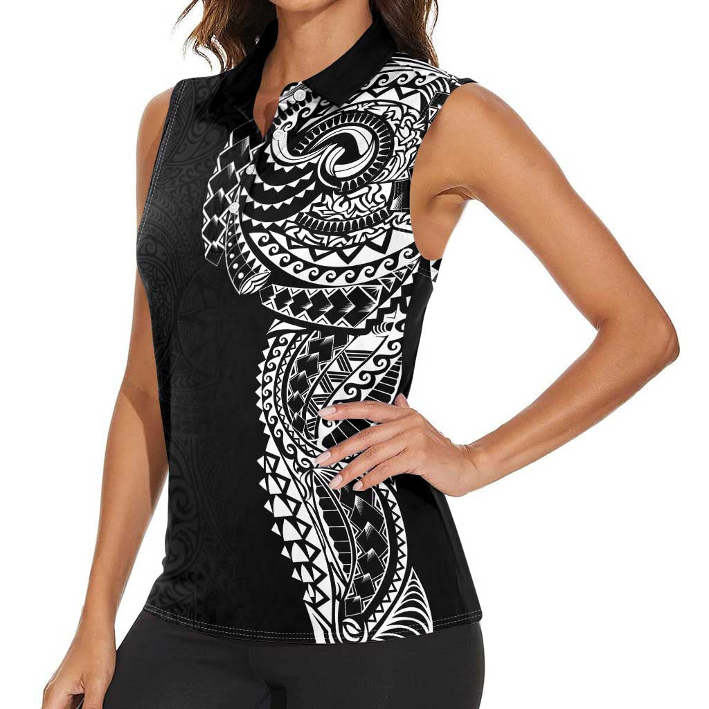 Polynesian Art Traditional Tattoo Pattern Women Sleeveless Polo Shirt