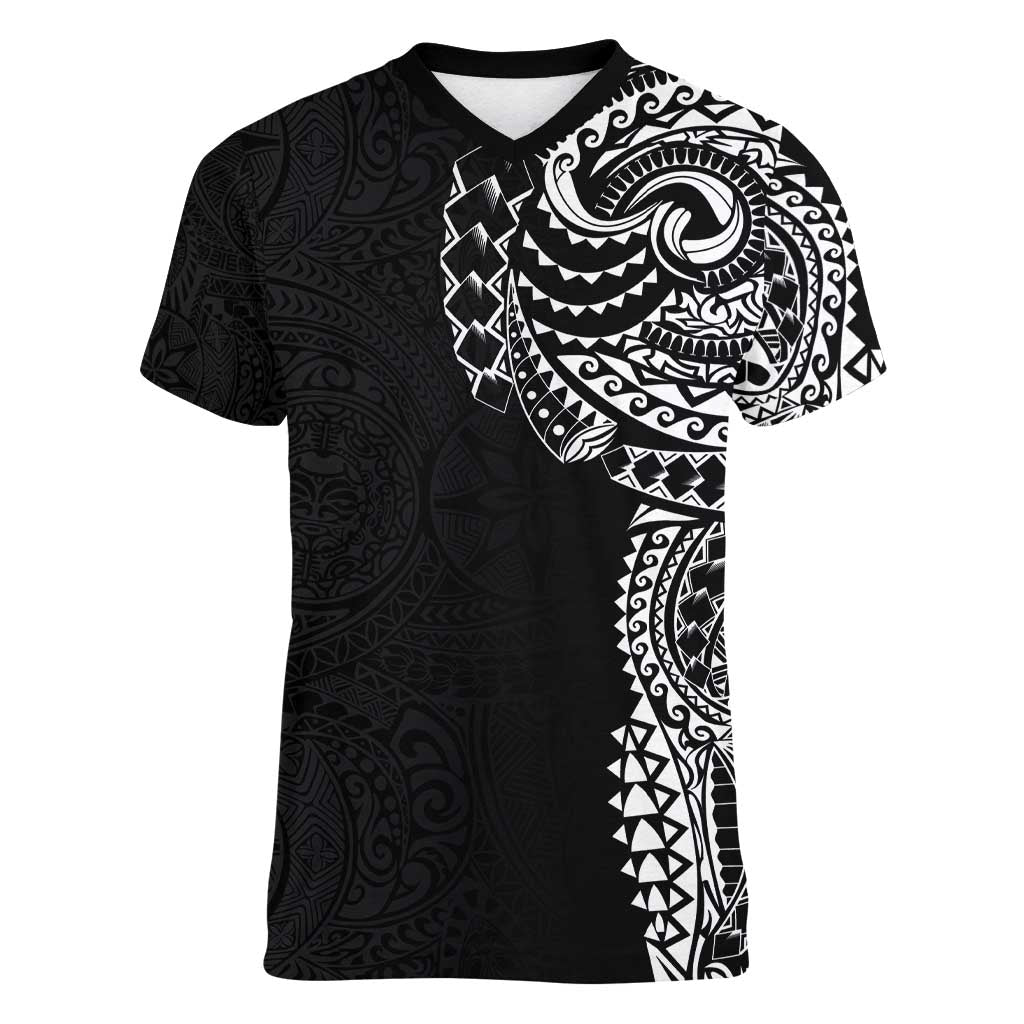 Polynesian Art Traditional Tattoo Pattern Women V-Neck T-Shirt
