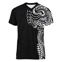 Polynesian Art Traditional Tattoo Pattern Women V-Neck T-Shirt