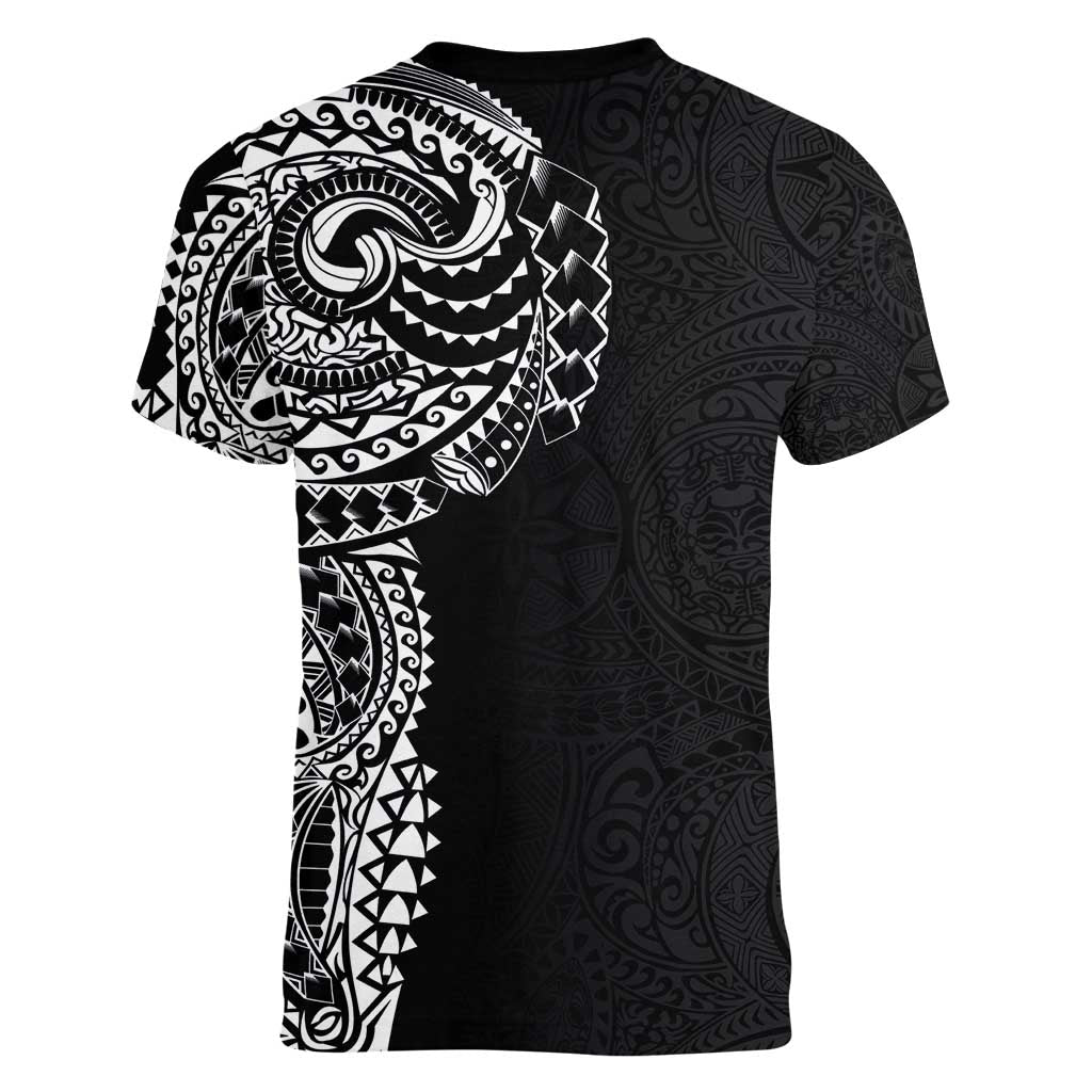 Polynesian Art Traditional Tattoo Pattern Women V-Neck T-Shirt