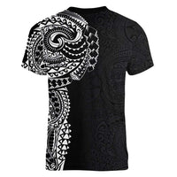 Polynesian Art Traditional Tattoo Pattern Women V-Neck T-Shirt