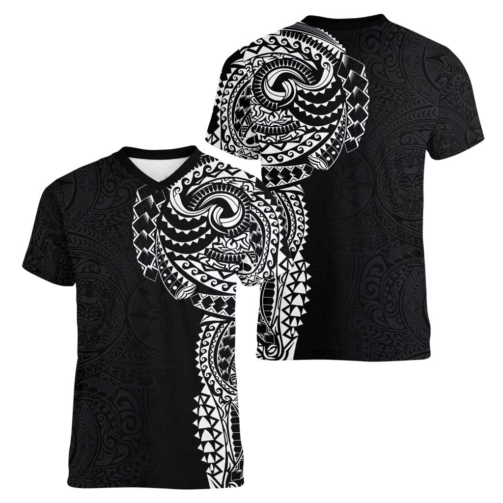 Polynesian Art Traditional Tattoo Pattern Women V-Neck T-Shirt