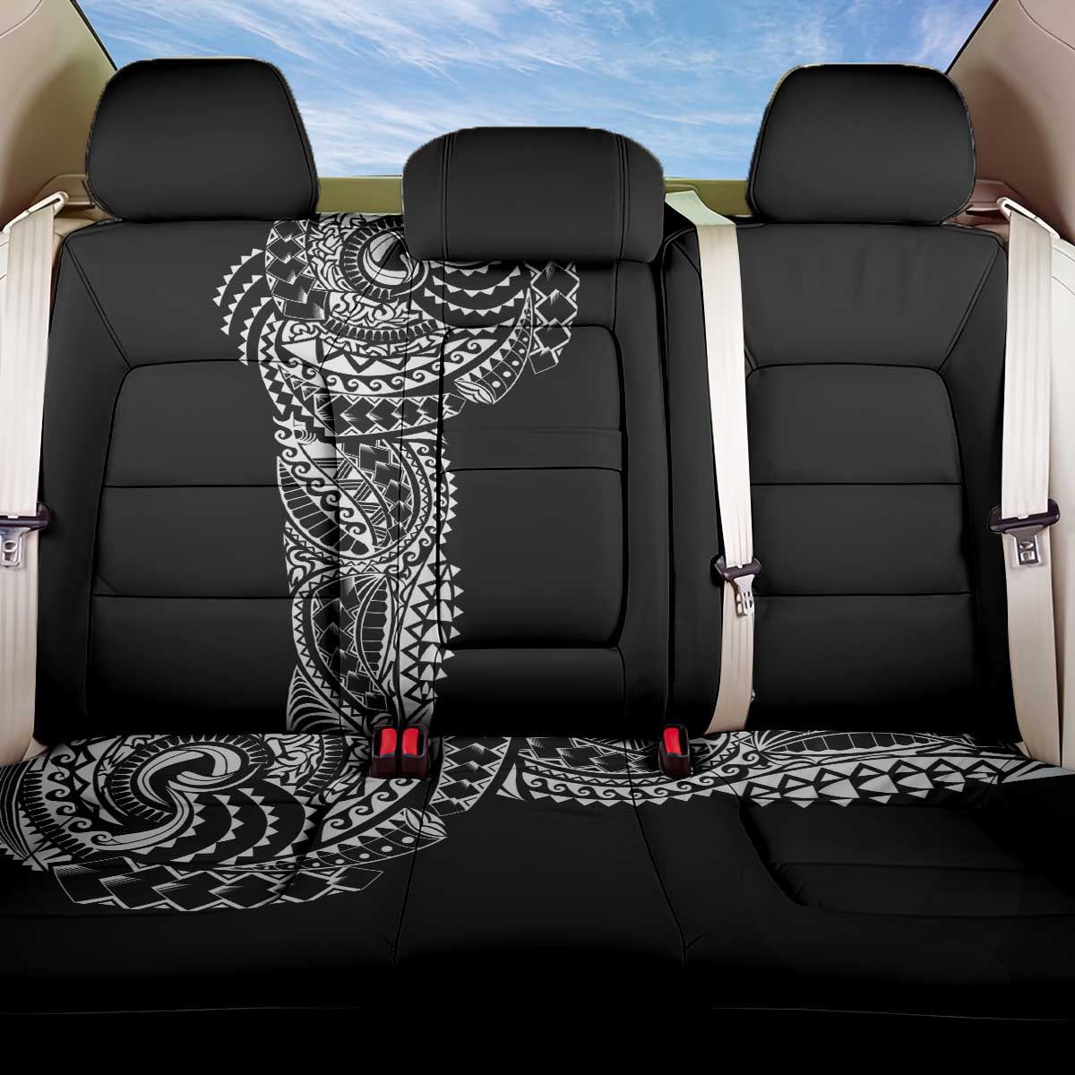 Polynesian Art Traditional Tattoo Back Car Seat Cover Simple Style LT03 One Size Black - Polynesian Pride