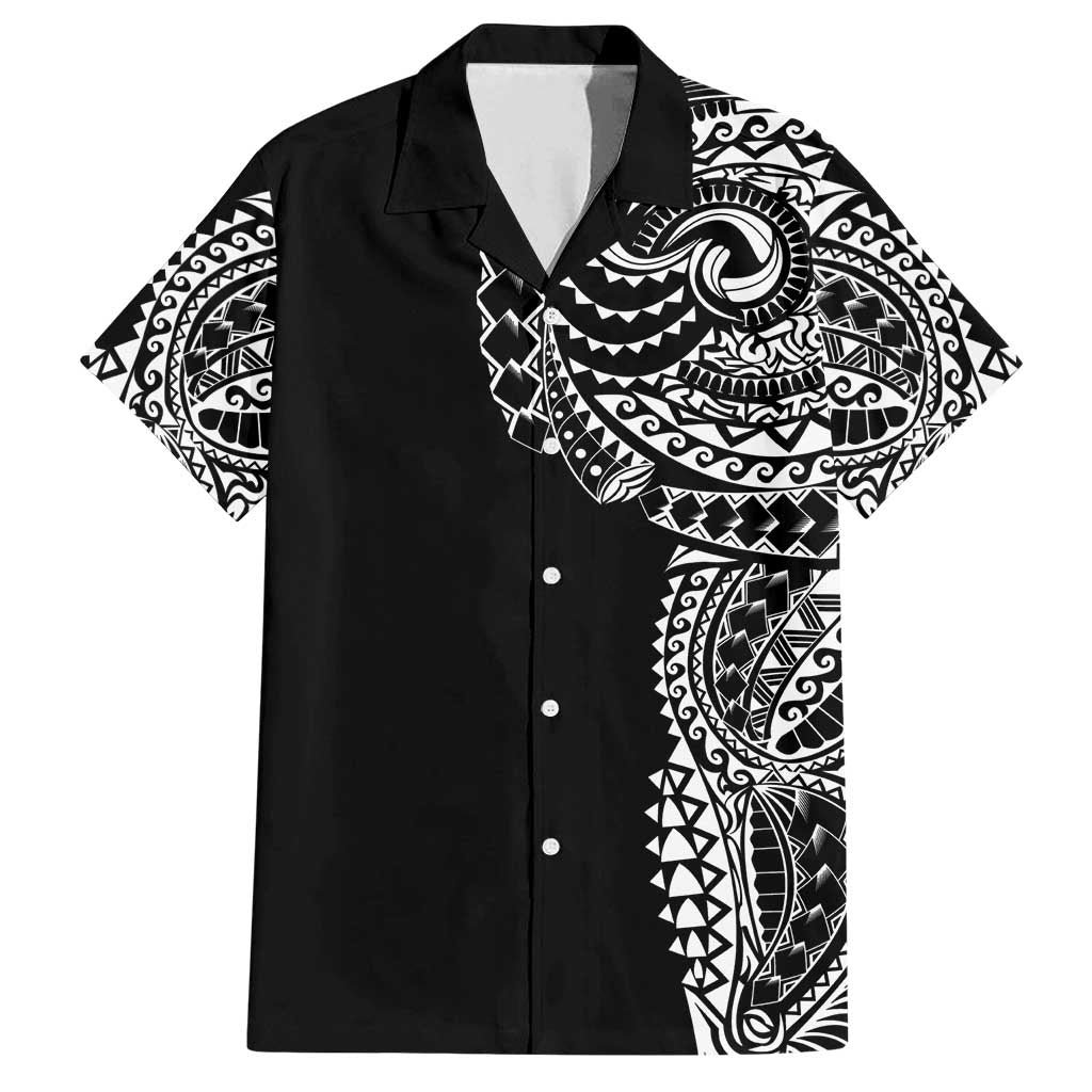 Polynesian Art Traditional Tattoo Family Matching Off Shoulder Maxi Dress and Hawaiian Shirt Simple Style LT03 Dad's Shirt - Short Sleeve Black - Polynesian Pride