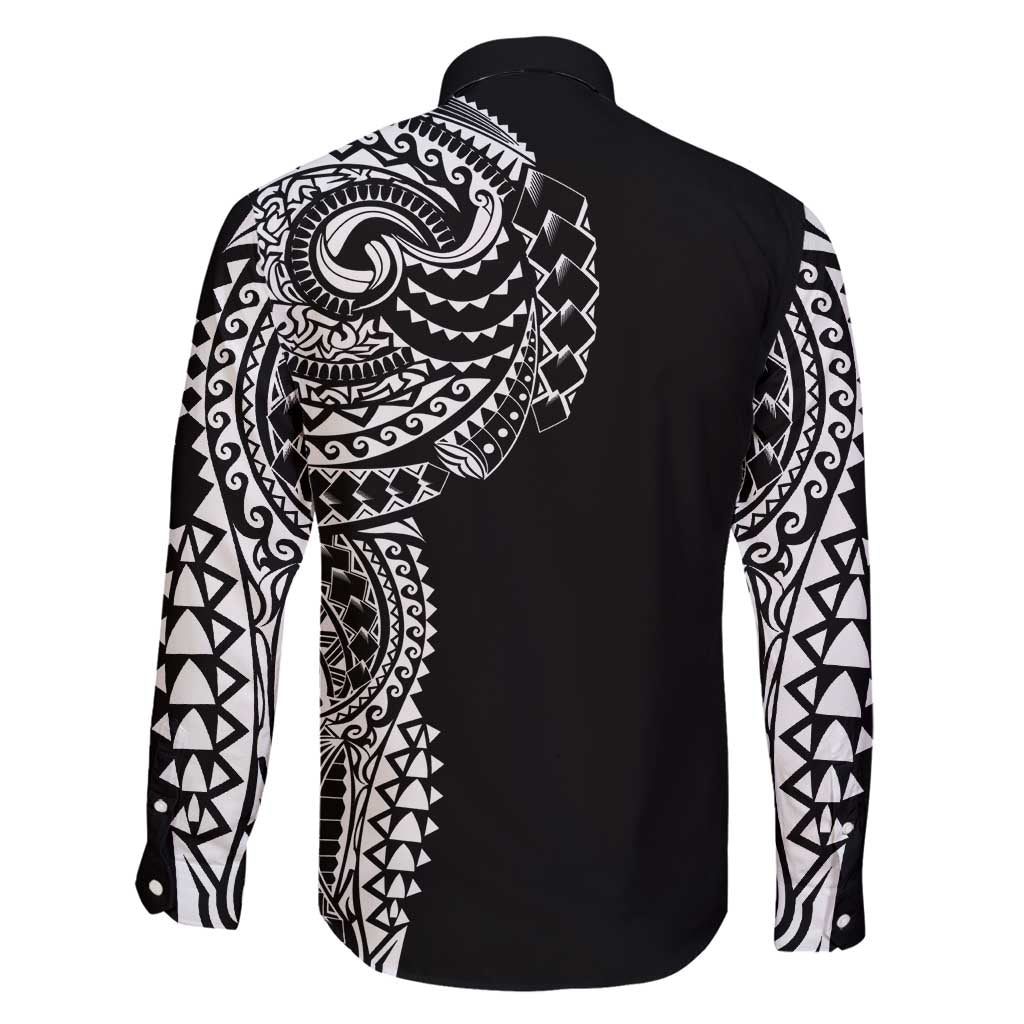 Polynesian Art Traditional Tattoo Family Matching Off Shoulder Maxi Dress and Hawaiian Shirt Simple Style LT03 - Polynesian Pride