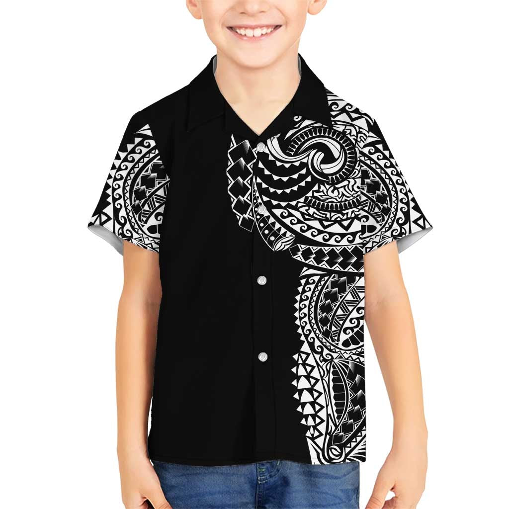 Polynesian Art Traditional Tattoo Family Matching Off Shoulder Maxi Dress and Hawaiian Shirt Simple Style LT03 Son's Shirt Black - Polynesian Pride
