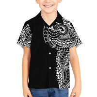 Polynesian Art Traditional Tattoo Family Matching Off Shoulder Maxi Dress and Hawaiian Shirt Simple Style LT03 Son's Shirt Black - Polynesian Pride