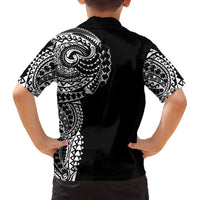 Polynesian Art Traditional Tattoo Family Matching Off Shoulder Short Dress and Hawaiian Shirt Simple Style
