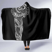 Polynesian Art Traditional Tattoo Hooded Blanket Simple Style LT03 One Size Black - Polynesian Pride