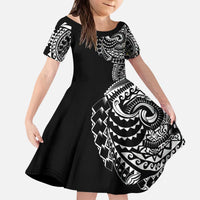 Polynesian Art Traditional Tattoo Kid Short Sleeve Dress Simple Style