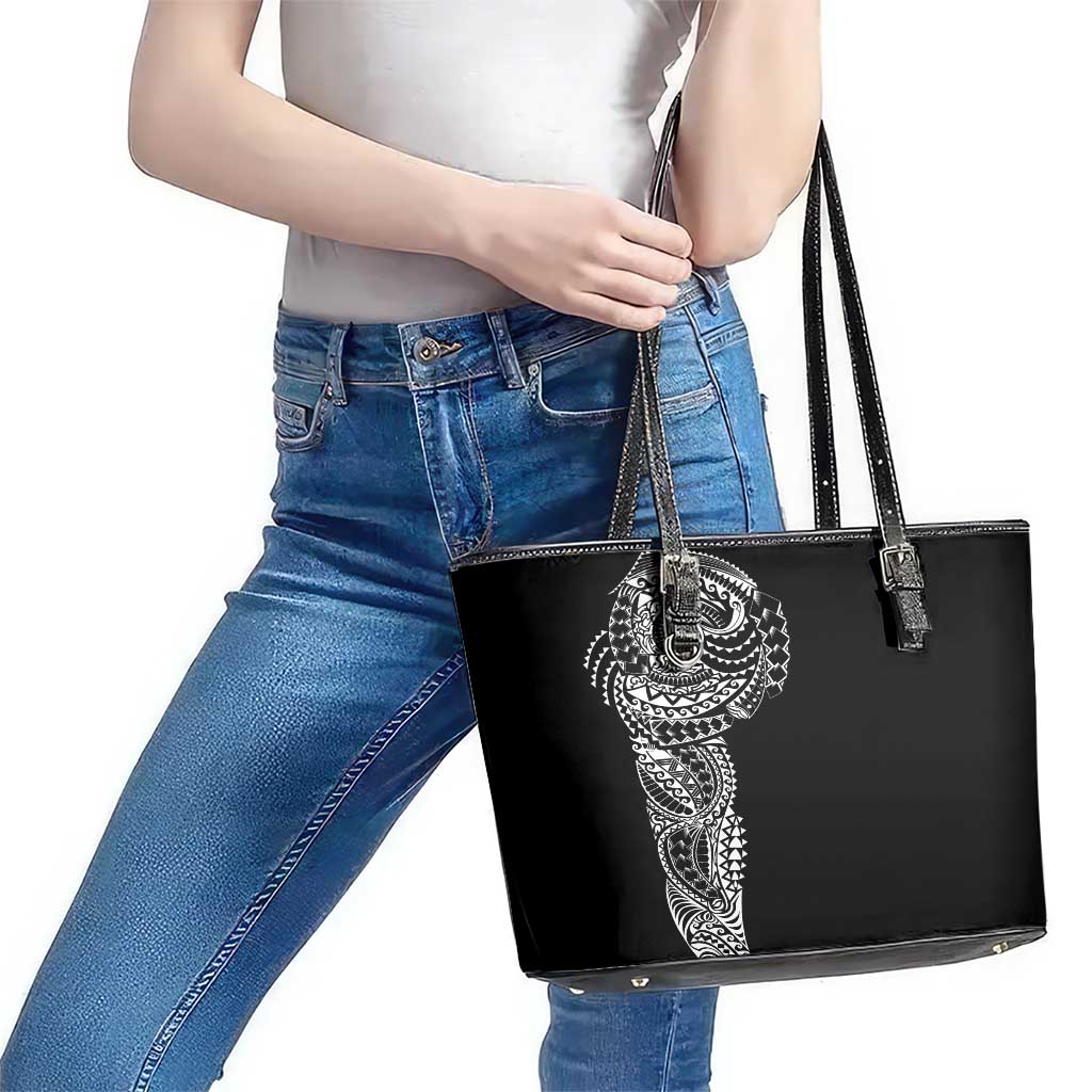 Polynesian Art Traditional Tattoo Leather Tote Bag Simple Style LT03 - Polynesian Pride