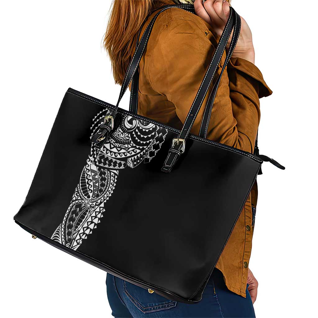Polynesian Art Traditional Tattoo Leather Tote Bag Simple Style LT03 - Polynesian Pride