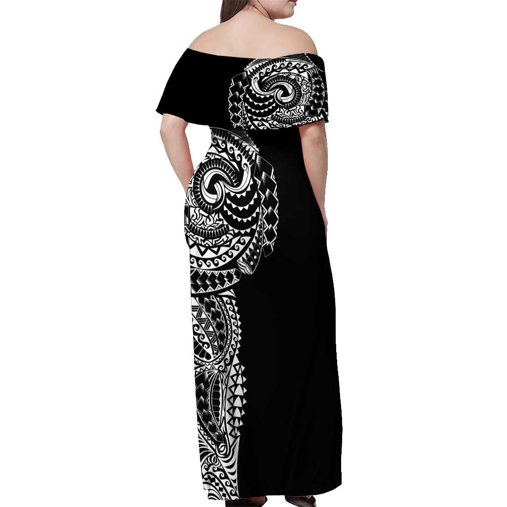 Polynesian Art Traditional Tattoo Off Shoulder Maxi Dress Simple Style LT03 - Polynesian Pride