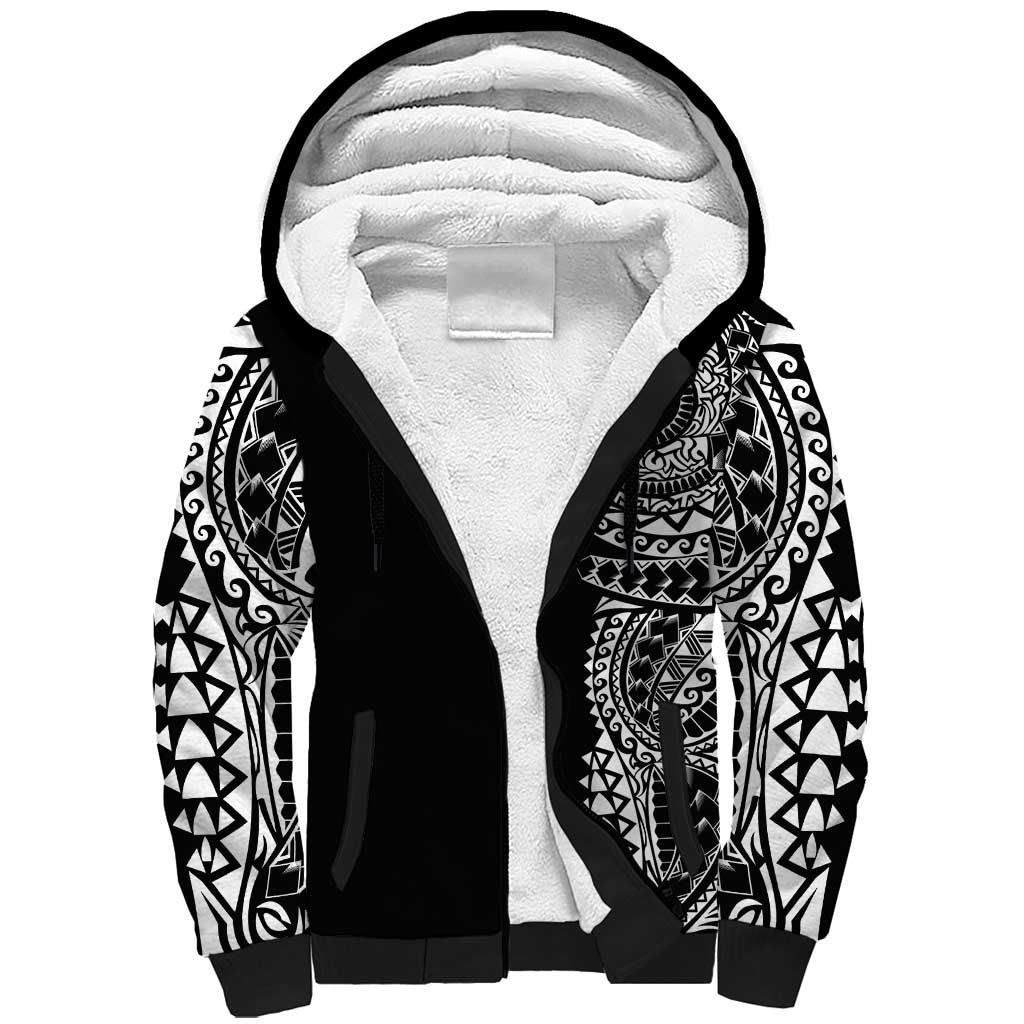 Polynesian Art Traditional Tattoo Sherpa Hoodie Simple Style LT03 Unisex Black - Polynesian Pride