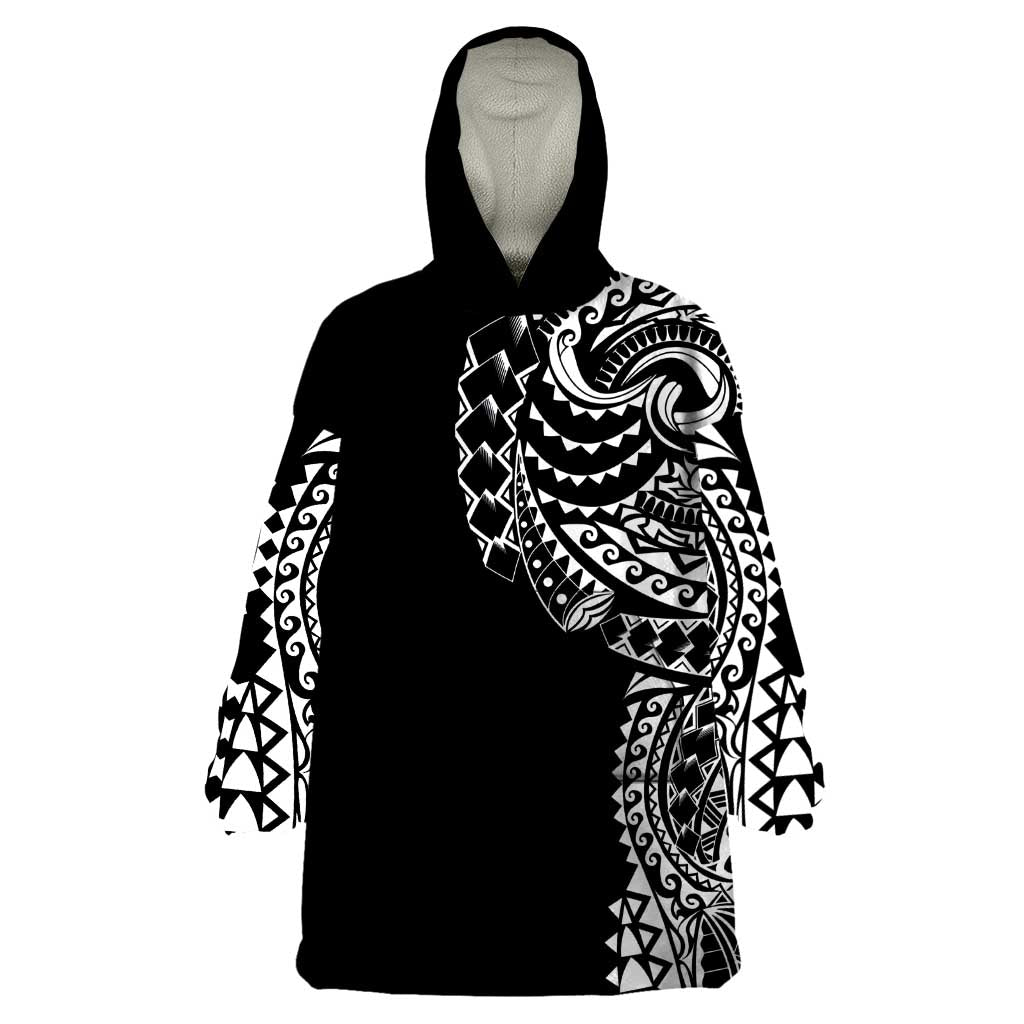 Polynesian Art Traditional Tattoo Wearable Blanket Hoodie Simple Style