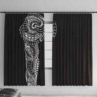 Polynesian Art Traditional Tattoo Window Curtain Simple Style LT03 With Hooks Black - Polynesian Pride