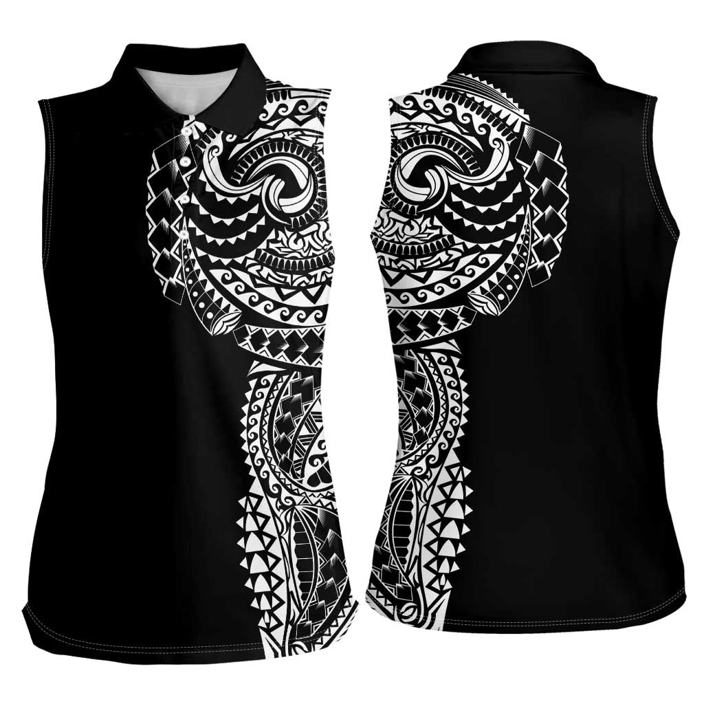 Polynesian Art Traditional Tattoo Women Sleeveless Polo Shirt Simple Style