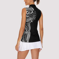 Polynesian Art Traditional Tattoo Women Sleeveless Polo Shirt Simple Style