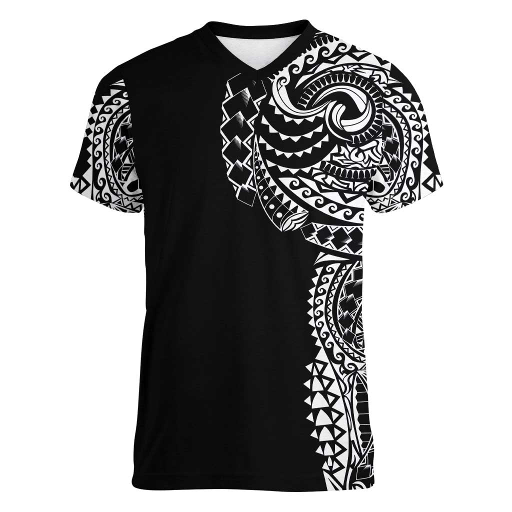 Polynesian Art Traditional Tattoo Women V-Neck T-Shirt Simple Style