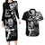 New Zealand Maori Warrior Rugby Couples Matching Long Sleeve Bodycon Dress and Hawaiian Shirt Silver Fern