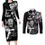 New Zealand Maori Warrior Rugby Couples Matching Long Sleeve Bodycon Dress and Long Sleeve Button Shirt Silver Fern