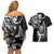 New Zealand Maori Warrior Rugby Couples Matching Off Shoulder Short Dress and Hawaiian Shirt Silver Fern