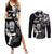 New Zealand Maori Warrior Rugby Couples Matching Summer Maxi Dress and Long Sleeve Button Shirt Silver Fern