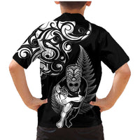 New Zealand Maori Warrior Rugby Family Matching Mermaid Dress and Hawaiian Shirt Silver Fern