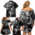 New Zealand Maori Warrior Rugby Family Matching Off Shoulder Short Dress and Hawaiian Shirt Silver Fern