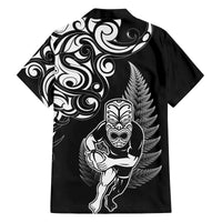 New Zealand Maori Warrior Rugby Family Matching Off Shoulder Short Dress and Hawaiian Shirt Silver Fern