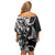 New Zealand Maori Warrior Rugby Family Matching Off Shoulder Short Dress and Hawaiian Shirt Silver Fern