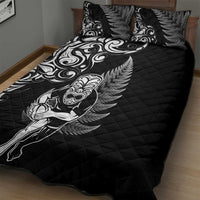 New Zealand Maori Warrior Rugby Quilt Bed Set Silver Fern