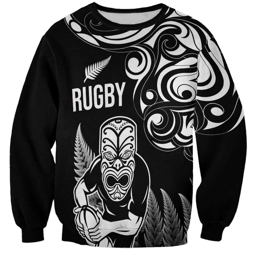 New Zealand Maori Warrior Rugby Sweatshirt Silver Fern