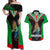 PNG Mendi Muruks Rugby Couples Matching Off Shoulder Maxi Dress and Hawaiian Shirt The Cassowary Head and PNG Bird Polynesian Tattoo LT03 Green - Polynesian Pride