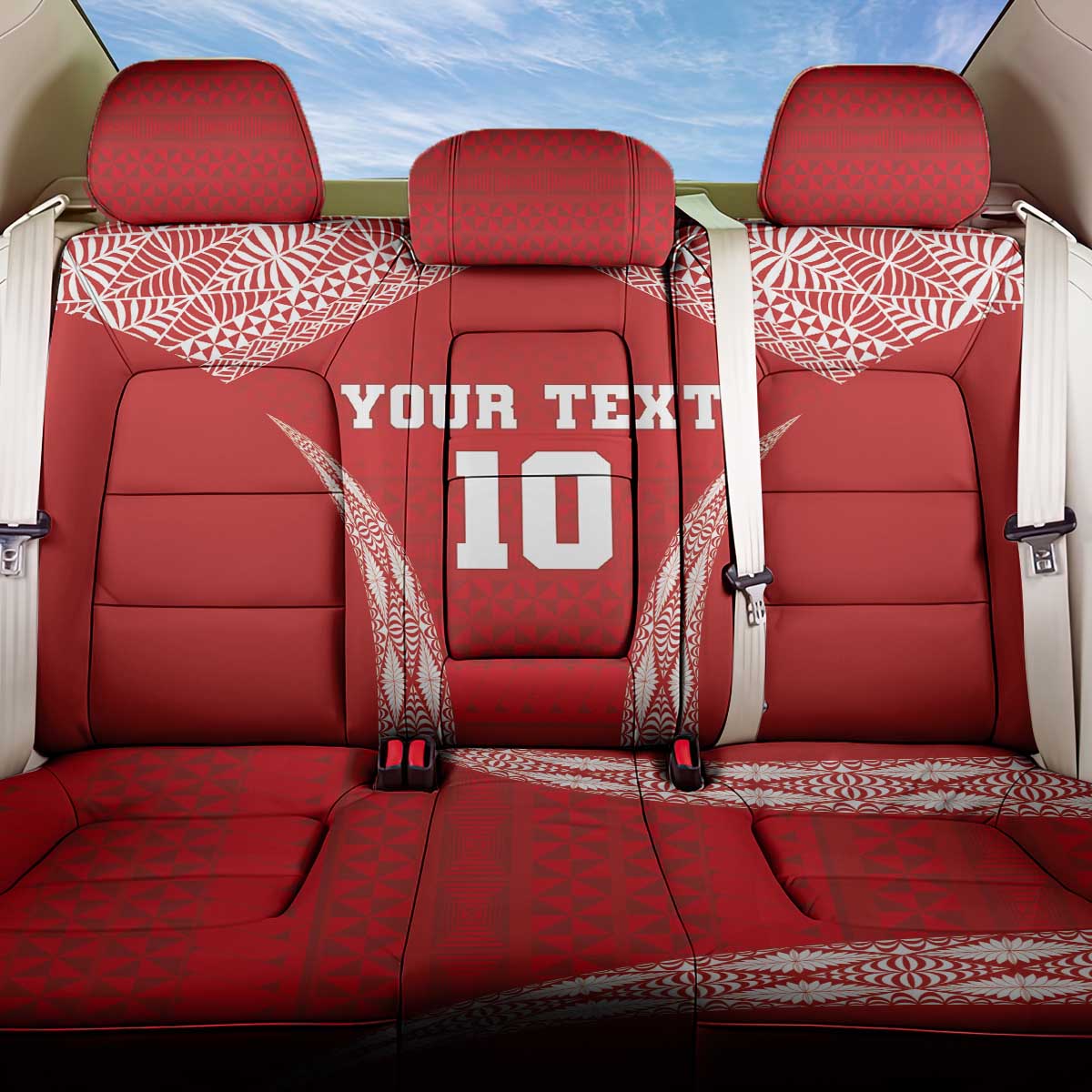 Custom Tonga Pacific Rugby 2024 Back Car Seat Cover Ngatu Tribal Pattern