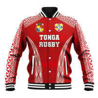 Custom Tonga Pacific Rugby 2024 Baseball Jacket Ngatu Tribal Pattern LT03 Unisex Red - Polynesian Pride