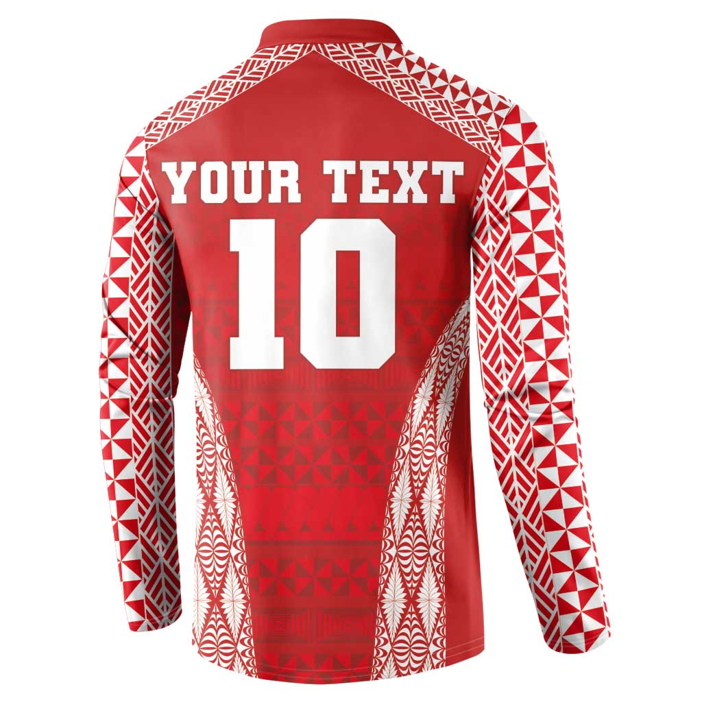 Custom Tonga Pacific Rugby 2024 Button Sweatshirt Ngatu Tribal Pattern LT03 - Polynesian Pride