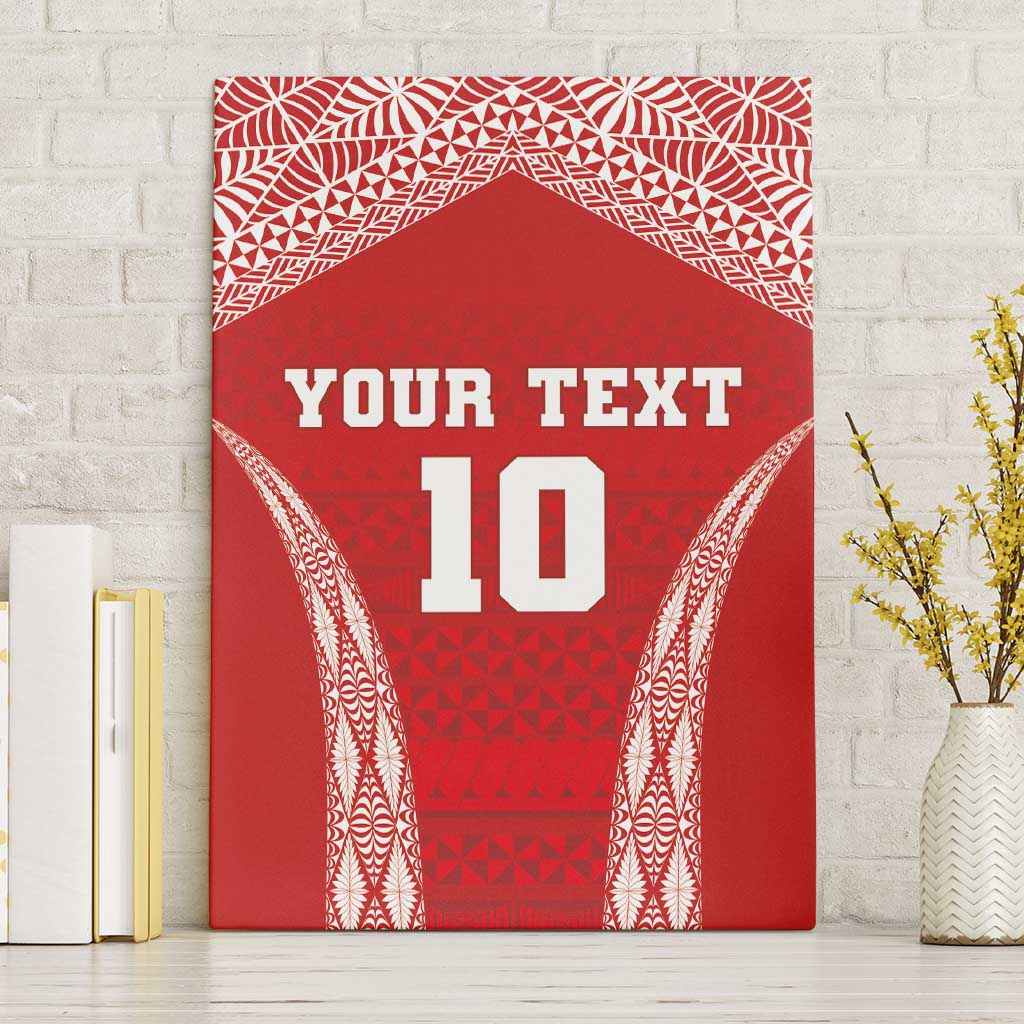 Custom Tonga Pacific Rugby 2024 Canvas Wall Art Ngatu Tribal Pattern LT03 Without Frame Red - Polynesian Pride