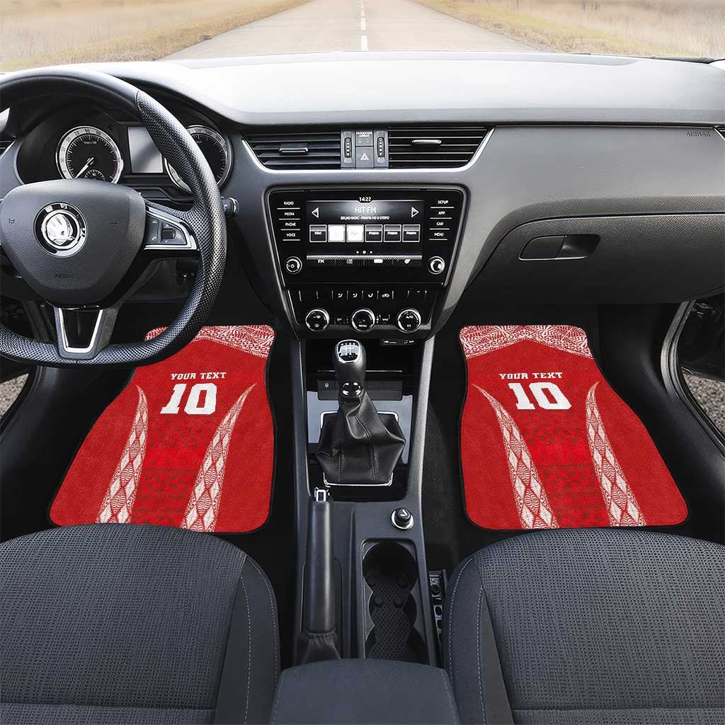 Custom Tonga Pacific Rugby 2024 Car Mats Ngatu Tribal Pattern LT03 Set 2pcs - Front Red - Polynesian Pride